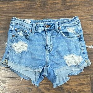 American Eagle High Rise hi-rise shortie Shorts Ripped Distressed Size 2
